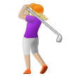 Woman Golfing Emoji with Medium-Light Skin Tone, Samsung style