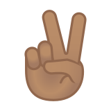 Victory Hand Emoji with Medium Skin Tone, Google style