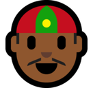 Man with Chinese Cap Emoji with Medium-Dark Skin Tone, Microsoft style