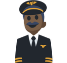 Man Pilot Emoji with Dark Skin Tone, Facebook style
