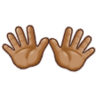 Open Hands Emoji with Medium Skin Tone, Samsung style