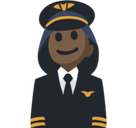 Woman Pilot Emoji with Dark Skin Tone, Facebook style