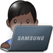 Man Technologist Emoji with Dark Skin Tone, Samsung style