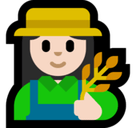 Woman Farmer Emoji with Light Skin Tone, Microsoft style