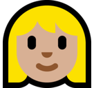 Woman Emoji with Medium-Light Skin Tone, Microsoft style