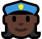 Woman Police Officer Emoji with Dark Skin Tone, Microsoft style