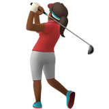Woman Golfing Emoji with Medium-Dark Skin Tone, Apple style