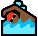 Man Swimming Emoji with Medium-Dark Skin Tone, Microsoft style