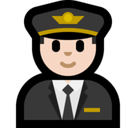 Man Pilot Emoji with Light Skin Tone, Microsoft style