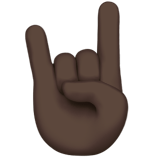 Sign of the Horns Emoji with Dark Skin Tone, Apple style