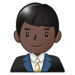 Man Office Worker Emoji with Dark Skin Tone, Samsung style