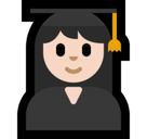 Woman Student Emoji with Light Skin Tone, Microsoft style