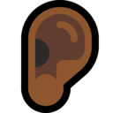 Ear Emoji with Medium-Dark Skin Tone, Microsoft style