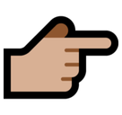 Backhand Index Pointing Right Emoji with Medium-Light Skin Tone, Microsoft style