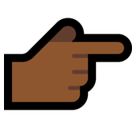 Backhand Index Pointing Right Emoji with Medium-Dark Skin Tone, Microsoft style