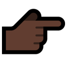 Backhand Index Pointing Right Emoji with Dark Skin Tone, Microsoft style