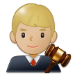 Man Judge Emoji with Medium-Light Skin Tone, Samsung style