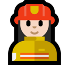 Woman Firefighter Emoji with Light Skin Tone, Microsoft style