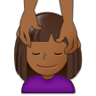 Person Getting Massage Emoji with Medium-Dark Skin Tone, Samsung style