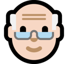 Old Man Emoji with Light Skin Tone, Microsoft style