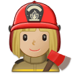 Woman Firefighter Emoji with Medium-Light Skin Tone, Samsung style