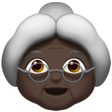 Old Woman Emoji with Dark Skin Tone, Apple style