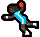 Woman Playing Handball Emoji with Dark Skin Tone, Microsoft style