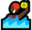Woman Playing Water Polo Emoji with Dark Skin Tone, Microsoft style