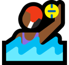 Woman Playing Water Polo Emoji with Medium-Dark Skin Tone, Microsoft style