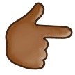 Backhand Index Pointing Right Emoji with Medium-Dark Skin Tone, Samsung style