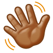 Waving Hand Emoji with Medium Skin Tone, Samsung style