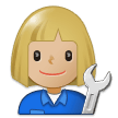 Woman Mechanic Emoji with Medium-Light Skin Tone, Samsung style