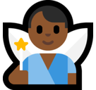 Man Fairy Emoji with Medium-Dark Skin Tone, Microsoft style
