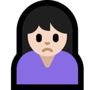 Woman Frowning Emoji with Light Skin Tone, Microsoft style