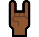 Sign of the Horns Emoji with Medium-Dark Skin Tone, Microsoft style