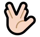 Vulcan Salute Emoji with Light Skin Tone, Microsoft style