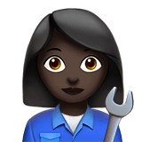 Woman Mechanic Emoji with Dark Skin Tone, Apple style