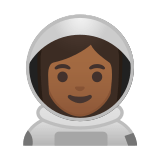 Woman Astronaut Emoji with Medium-Dark Skin Tone, Google style