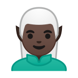 Man Elf Emoji with Dark Skin Tone, Google style