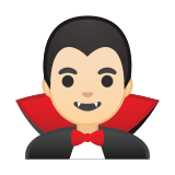 Man Vampire Emoji with Light Skin Tone, Google style