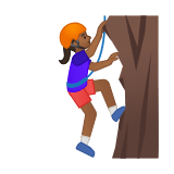 Woman Climbing Emoji with Medium-Dark Skin Tone, Google style