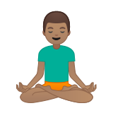 Man in Lotus Position Emoji with Medium Skin Tone, Google style