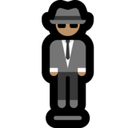 Man in Suit Levitating Emoji with Medium Skin Tone, Microsoft style
