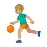 Man Bouncing Ball Emoji with Medium-Light Skin Tone, Google style