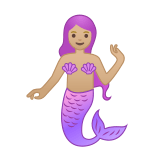 Mermaid Emoji with Medium-Light Skin Tone, Google style