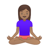 Woman in Lotus Position Emoji with Medium Skin Tone, Google style
