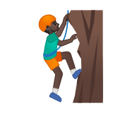 Man Climbing Emoji with Dark Skin Tone, Google style