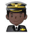 Man Pilot Emoji with Dark Skin Tone, Samsung style