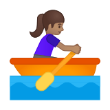 Woman Rowing Boat Emoji with Medium Skin Tone, Google style