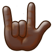 Love-You Gesture Emoji with Dark Skin Tone, Samsung style